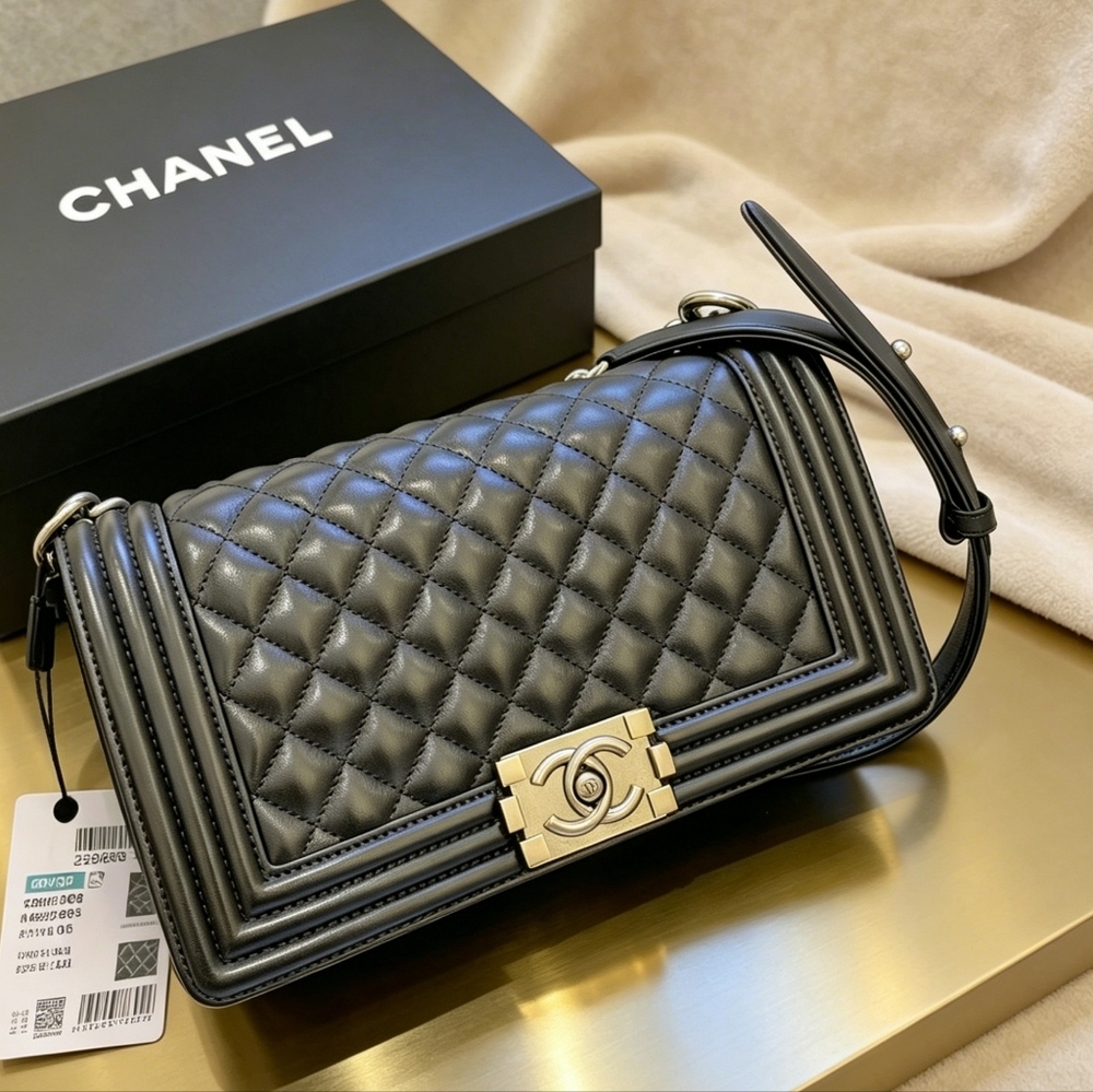 Chanel Boy Medium in Quilted Lambskin - Picture 4 of 6